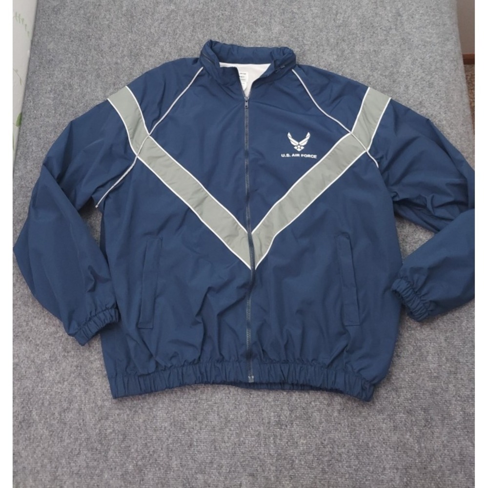 Skilcraft US Airforce Jacket Windbreaker 2XL Blue Zip Hood Physical Training PTU